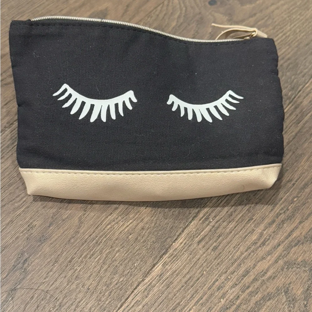 Ipsy Black & White Eyelash Cosmetic Pouch + R.E.M. beauty Utmost Lip Gloss
